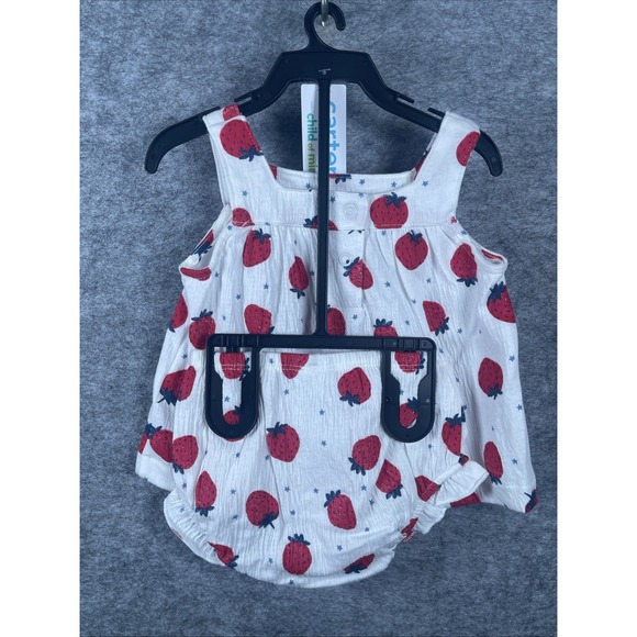 Carters Child of Mine Strawberry Outfit Set Bloomer Shorts Summer Size 3-6M - Picture 7 of 7